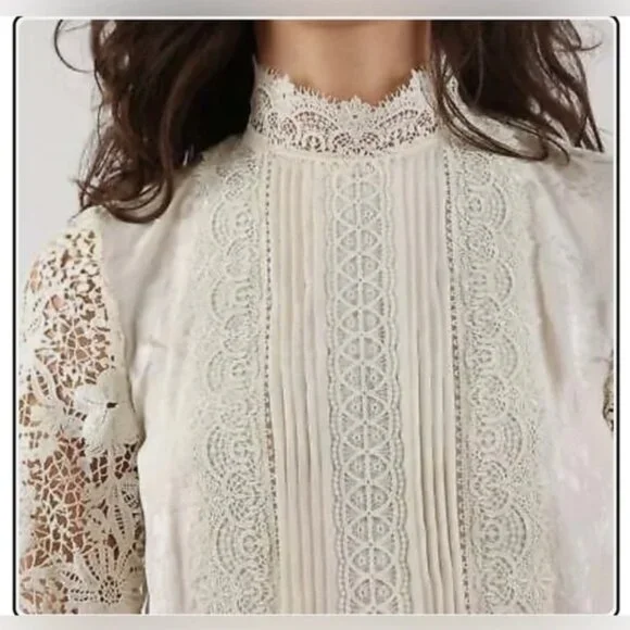 ERDEM x H&M collab Ivory Lace Long Sleeve Blouse - Picture 9 of 10